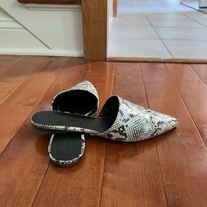 Snake skin print mules